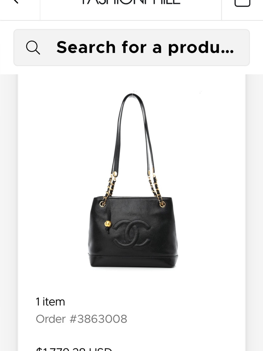 CHANEL Black Leather Shoulder Tote with Gold Chain-Strap Accents